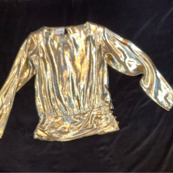 Lloyd Williams Tops - Vintage Gold Metallic Mylar Evening Blouse